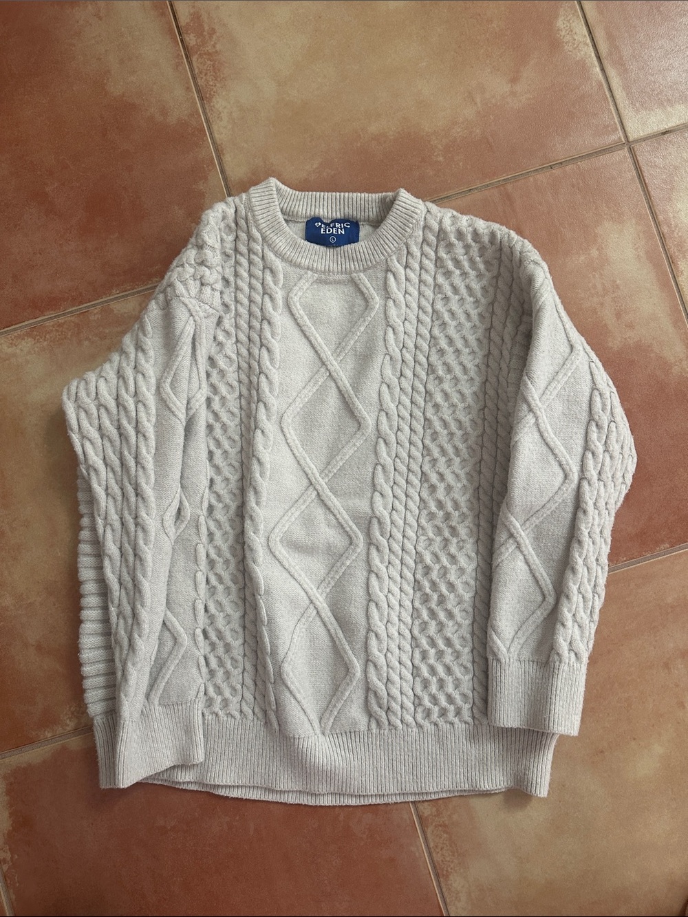 Aelfric Eden Cream Cable-Knit Crewneck Sweater